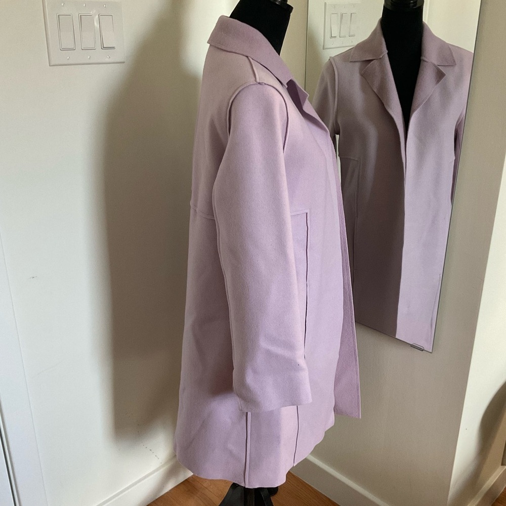 Halogen Purple Raw Edge Wool Blend Clutch Notched Lapel Coat 5593789 EUC Size S - Picture 5 of 8